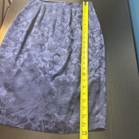 Adrianna Papell Womens Petite 4 Pencil Skirt Blue Silk Floral Zip Lined Feminine - Picture 10 of 10